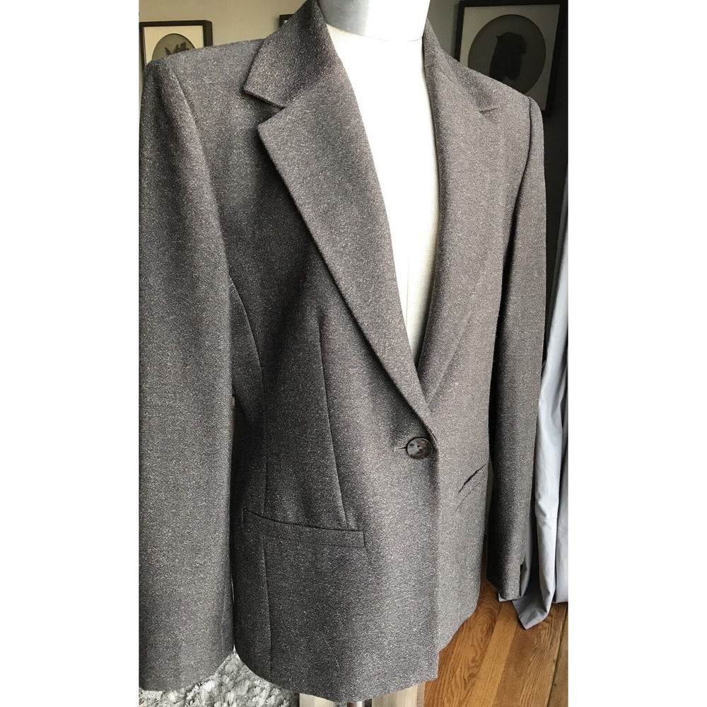 Linda Allard Ellen Tracy Blazer Jacket 6 Wool Blend Brown Career Suit Business